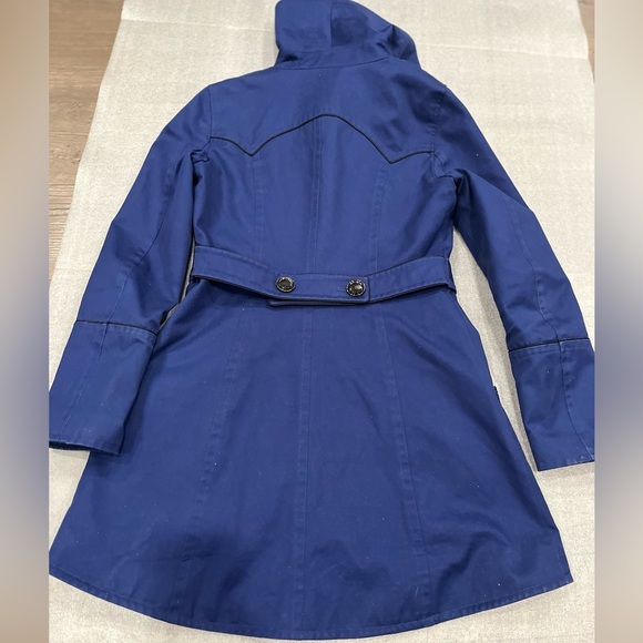 [S/P] Soia & Kyo Blue Cotton Wide Neck Flare Pea Coat - Picture 8 of 11